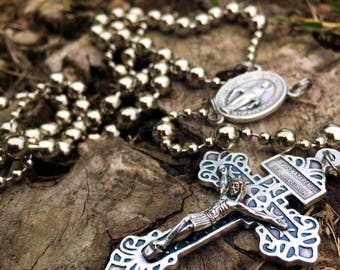 WWI Battle Rosary - Miraculous Medal and Pardon Crucifix