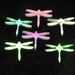 Six 96 COE Dichroic DRAGONFLY Precut Glass Shapes on Thin Clear Fusing Supplies
