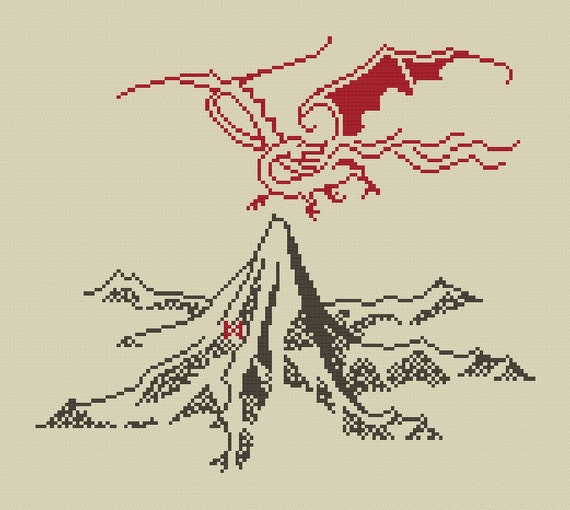 Download The Lonely Mountain and Smaug cross stitch pattern Digital