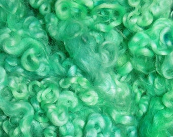 Cotswold Wool Locks, Locks for Spinning, Felting, Baby Photo Props, Blythe Reroot, Doll Hair, Hand Dyed Shades of Mint Green 1 oz.