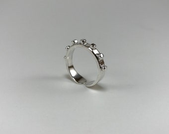Sterling Silver Modern Organic Granule Taper Ring