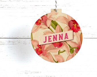 Name Christmas Ornament, Eco Friendly Decoration, Wooden Name Ornament, Personalized, Modern Tropical Decoration,Tropical Christmas Ornament
