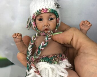 SILICONE BABY DOLL "the kid in the costume of the unicorn " 7.8 in by Victoria Vihareva Pechenkina
