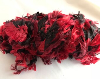 Eyelash Variegated Yarn -- Boa by Bernat -- Cardinal