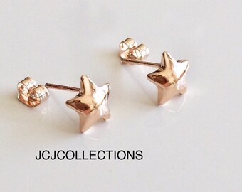 Tiny Rose Gold Star Stud Earrings