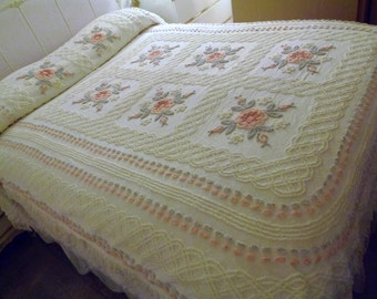 Cabin Craft NeedleTuff Floral Crafting Fabric Cutter Vintage Chenille Bedspread sewbuzyb