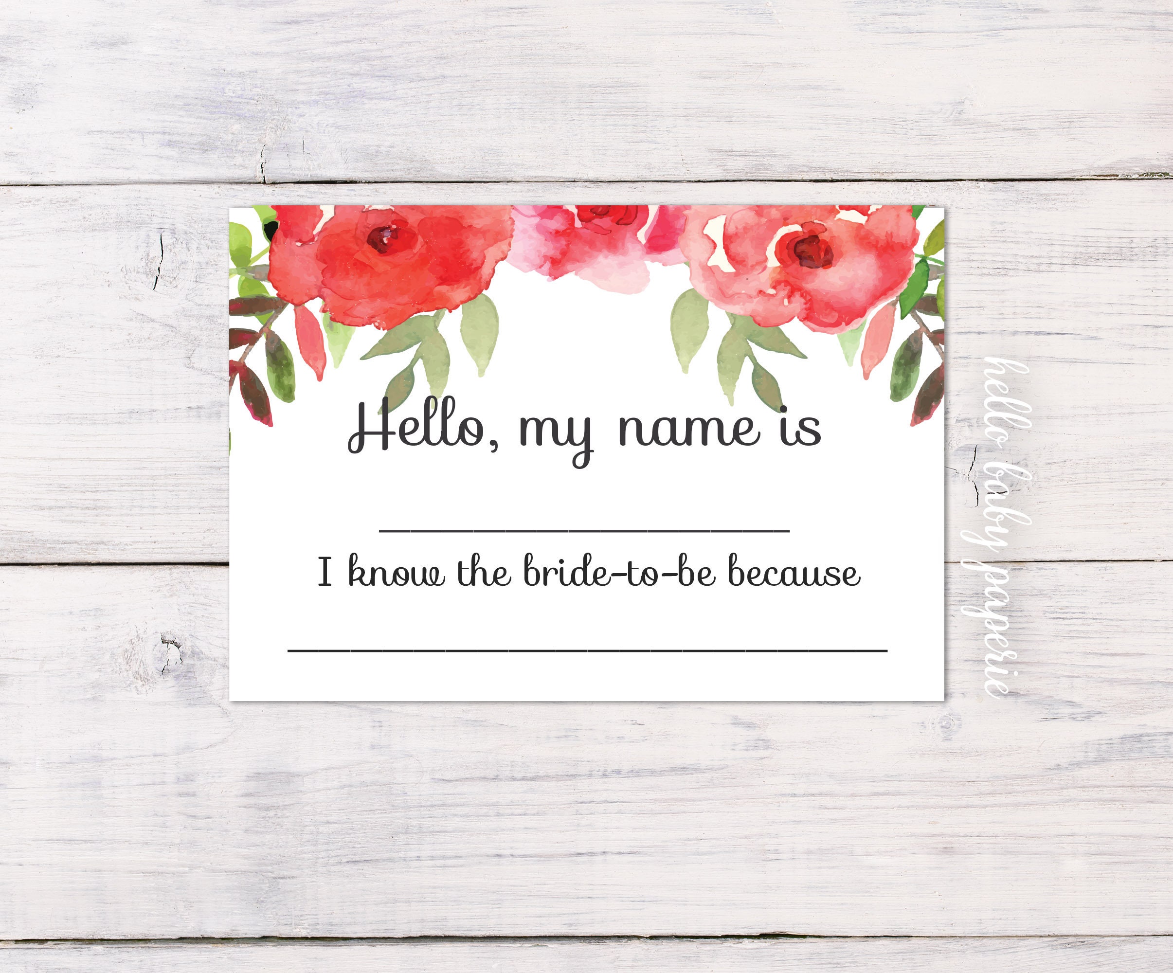 Bridal Shower Name Tags Guest Name Tags I Know the Bride