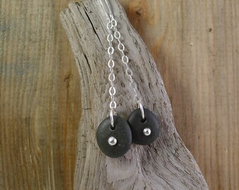 Lake Superior Beach Stone Dangle Earrings Set With .925 Sterling Silver