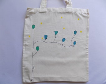Hand painted cotton tote bag