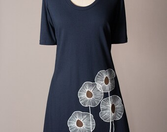 tshirt dress, navy blue dress, cotton dress, summer dress