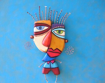 Pablo, MADE to ORDER, Original Found Object Wall Sculpture, Wood Carving, Wall Decor by Fig Jam Studio