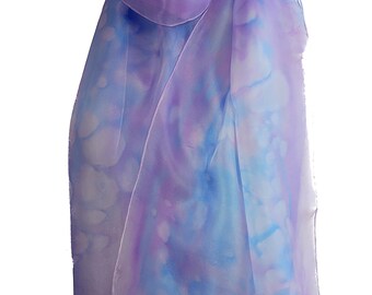 Purple silk scarf, Silk scarf handpainted, 12th anniversary, summer scarf, lightweight scarf, spring scarf, hand painted silk scarf