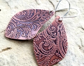 Copper earrings - boho earrings - tribal earrings - rustic earrings - casual earrings