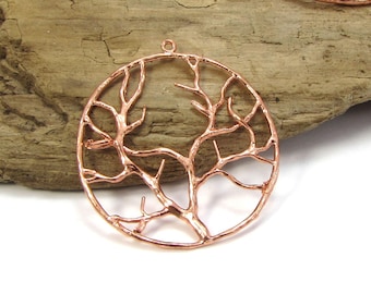 Tree of Life Pendant, 2 Copper Tree Pendant, 38mm Tree Pendant, Tree Pendant, Jewelry Supplies, Item 180m