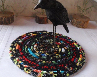 Coiled Hot Pad, Trivet, Candle Mat, Lamp Mat - Black Bohemian - Handmade by Me