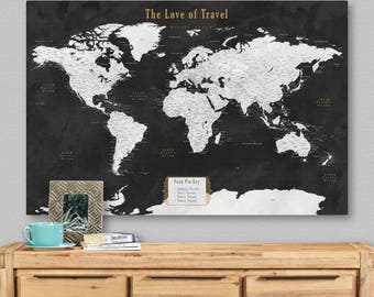 Travel Map Personalized Push Pin Map World Map Travel Custom Pinboard Birthday Gift for Him