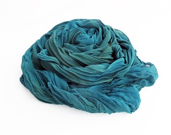 Teal scarf, turquoise scarf, silk scarf teal, silk scarf turquoise, chiffon scarf, crinkle chiffon scarf, best selling items, trending now