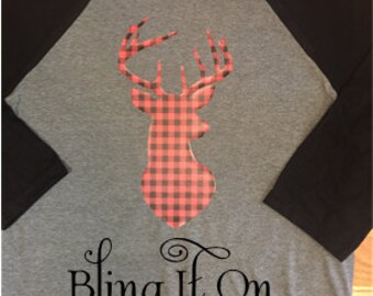Custom Made Plaid Reindeer shirt