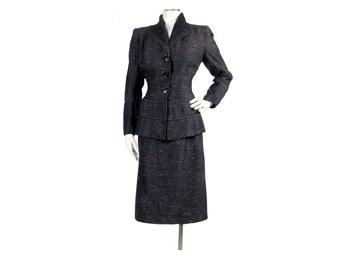 Vintage 50s Suit - 50s Hourglass Suit - Lilli Ann Suit - 50s Silk Suit -Blue Suit - Blue Pink Suit - 50s Lilli Ann Suit - 50s Slubbed Suit