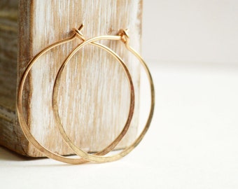 Simple hoop earrings - gold fill hoops - 1 inch hoops earrings - 14k gold filled - everyday earrings - gift for her - jewelry under 25