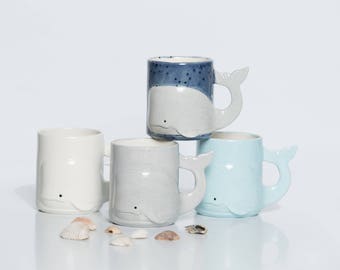 Whale Mug Handmade, Beach Large Ceramic Coffee Mugs from my Charleston, SC Studio