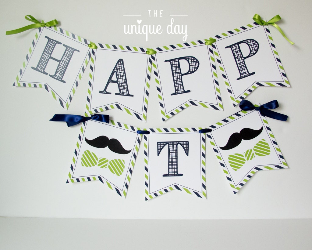 Little man banner mustache banner printable personalized