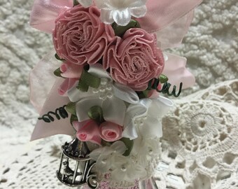Shabby Altered Shaker - Pink and White