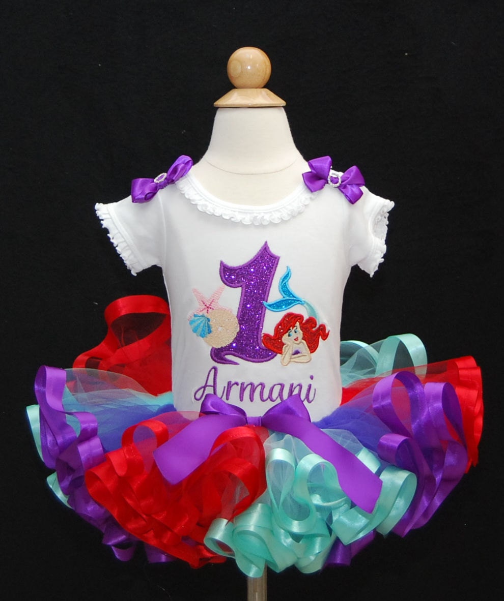Little Mermaid Birthday Tutu Outfit 1st Birthday Girl Ariel Shirt
