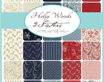 New 3 Sisters Holly Woods For Moda Fabric Jelly Roll 40 - 2.5" Fabric Strips