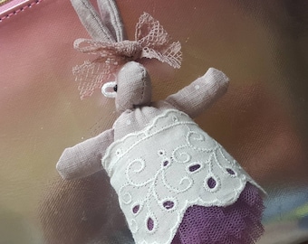 Rabbit doll keychain/Rabbit doll keyring/Bunny doll keychain/Bunny doll keyring/Purple/Rag doll/Fabric doll
