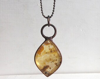 Quartz Necklace Dendrite Stone Copper Jewelry Crystal Gemstone Agate Stone Pendant Artisan Handmade