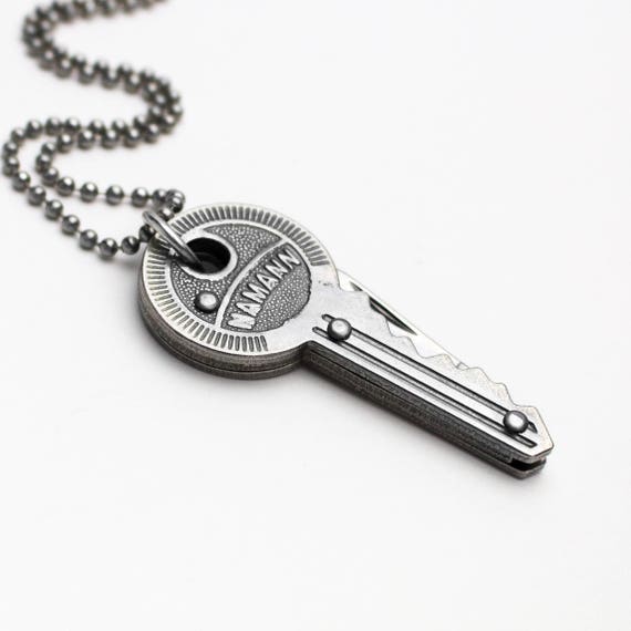 Silver Key Knife Necklace Hidden Knife Necklace Pocket Knife