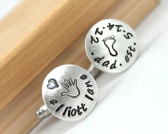 Inspirational, Sterling silver cufflinks, first time dad cufflinks, personalized cuff links, mens personalized cufflinks