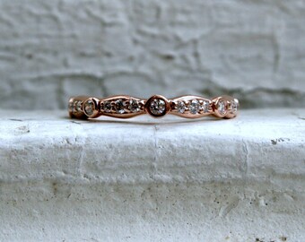 Custom 14K Rose Gold Diamond Wedding Band.