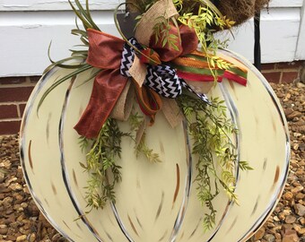 Pumpkin Door Hanger with Floral Decoration