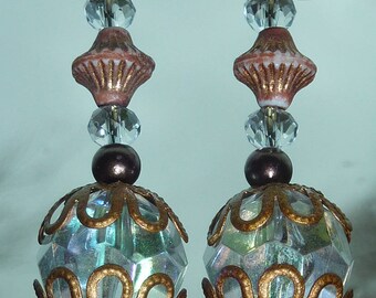 "transparent" iridescent copper earrings