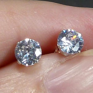 5mm CZ Diamond Stud Earrings in sterling silver post backs Bridal Bridesmaid cartilage 1\2 ct jewelry