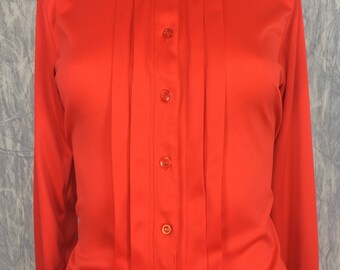 Red Vintage Long Sleeve Blouse