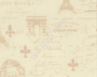 Paris Carte Postale Ivory - From Paris with Love Collection - Wilmington Prints Q1409-86354-112 (sold by the 1/2 yard)