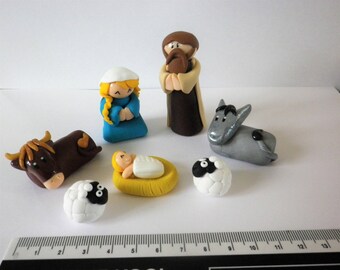 Nativity Christmas santons characters jesus, Mary, joseph, beef Christmas gift