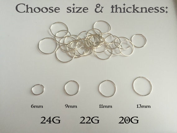 Different sizes Nose Hoops Silver 20G Nose Ring 22G Nose Ring