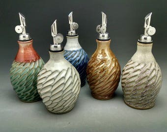 Olive Oil Dispenser, with Weighted Stainless Steel Dust Cap Oil Pourer. Made to Order