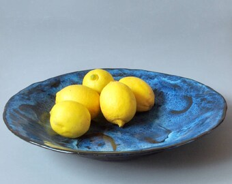 Large Ceramic Bowl, Fruit Bowl, Ceramic Serving Bowl, Gift for foodie, Blue Serving Bowl, Large fruit bowl, Decorative Bowl, Pottery Bowl