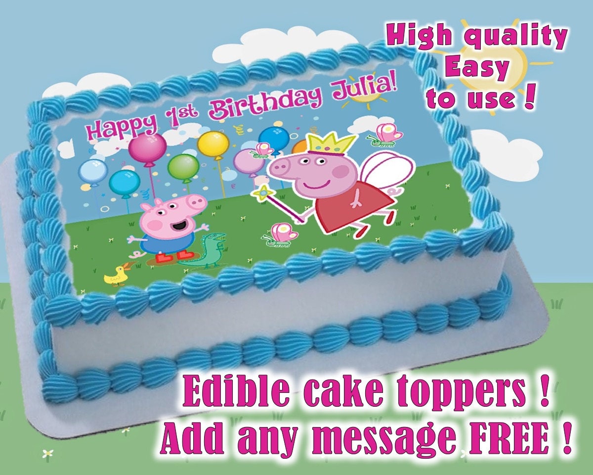 Peppa Pig Birthday cake toppers edible print. Sugar sheet