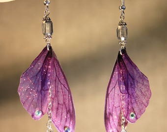 Earrings "Purple Fairy wings" fairytale, fantasy, fantasy.