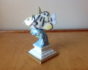 Capodimonte Yellow and Black Fish Figurine from Italy