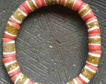 African Trade Beads: Ghana Krobo Sandcast Tube Ethnic Beads, Beading Supply.