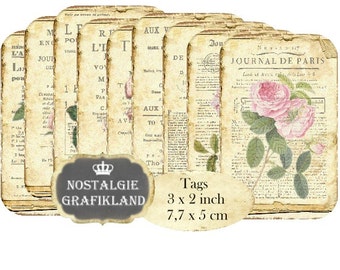 French Ephemera Tags Journal Magazin France Paris Vintage printable Instant Download digital collage sheet T114