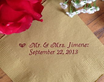 Personalized Napkins Custom 50 100 150 200 250 300 400 500 Cocktail Wedding Anniversary Birthday Printed Monogram Engraved ALL Occasions