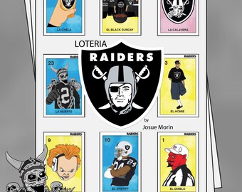 Raiders Inspired Loteria Folk Art Bingo